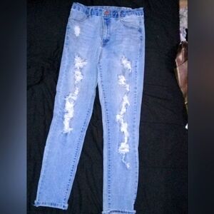 Distressed Blue Jeans